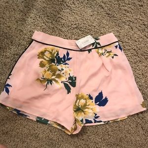 pink floral sheer shorts